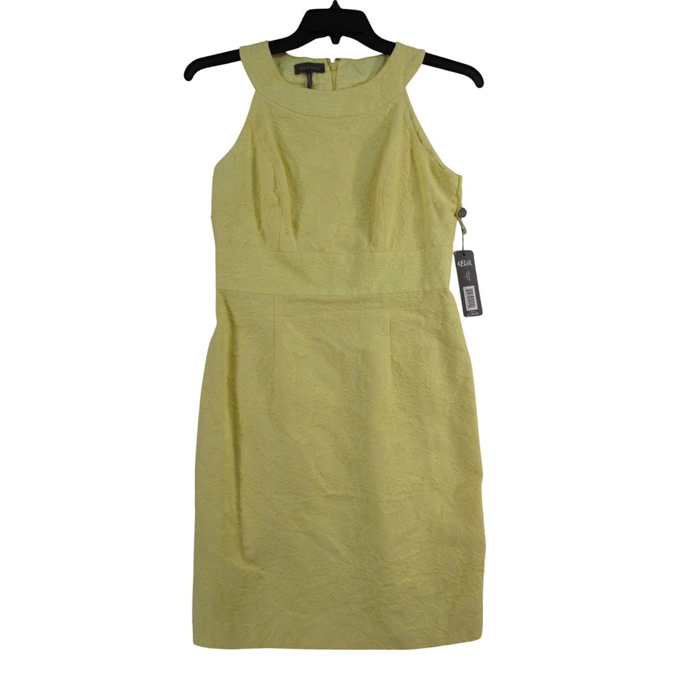Kristin Davis Womens Yellow Floral Matelasse Sheath Dress Size 8 KD26219